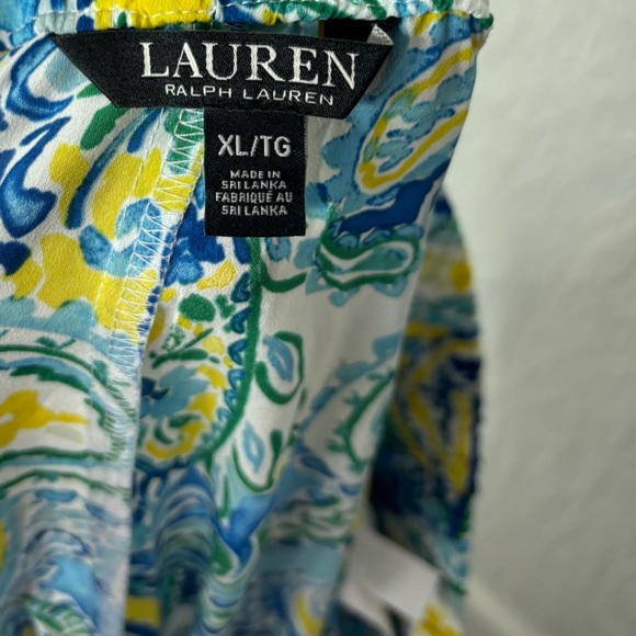 Lauren Ralph Lauren Paisley Crepe de Chine Wide-Leg Drawstring Pants Size XL - Picture 4 of 9